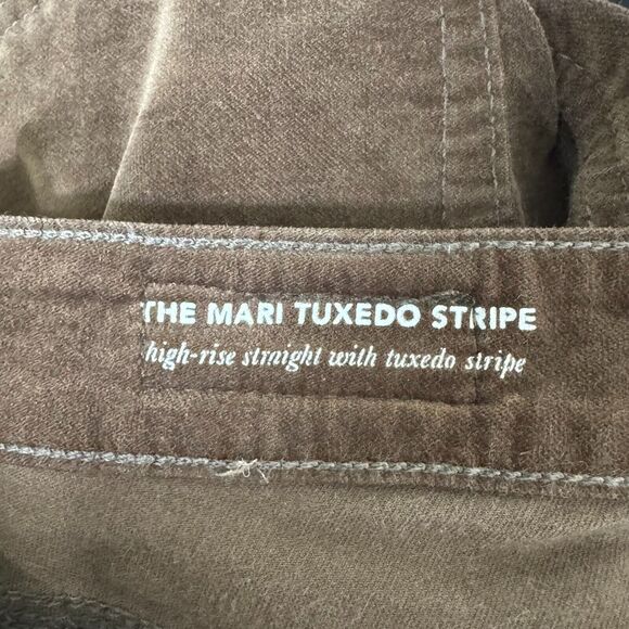 Adriano Goldschmied The Mari Tuxedo Stripe Women 25 R AG Pants Brown Velvet - Picture 4 of 12